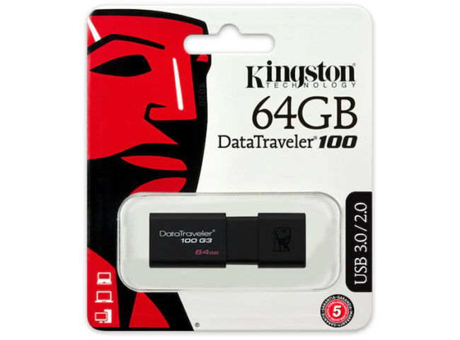 Memoria Kingston DT100 G3 USB 3.0 64GB Negro